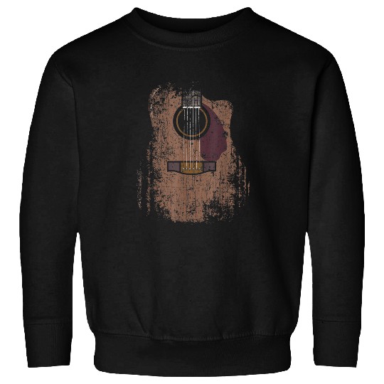 Distressed Acoustic Guitar vintages Player Rock Roll Music Sweatshirts