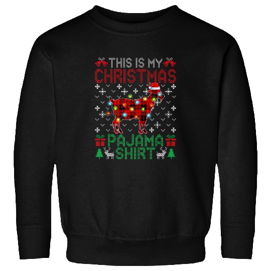 Goats Lover This Is My Christmas Pajama Goats Red Plaid Animals Sweatshirts