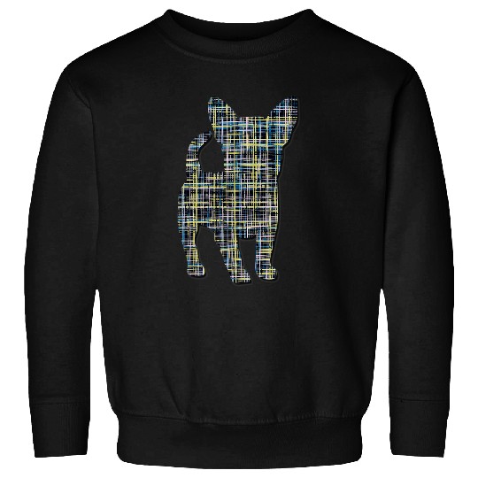 Chihuahua Dog Silhouette Abstract Grid Pattern Sweatshirts