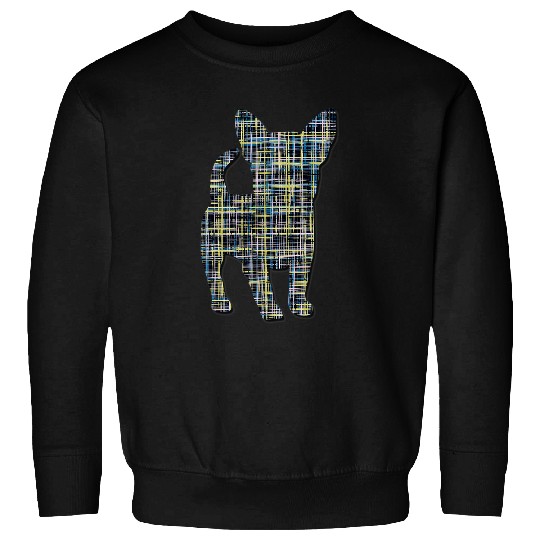 Chihuahua Dog Silhouette Abstract Grid Pattern Sweatshirts