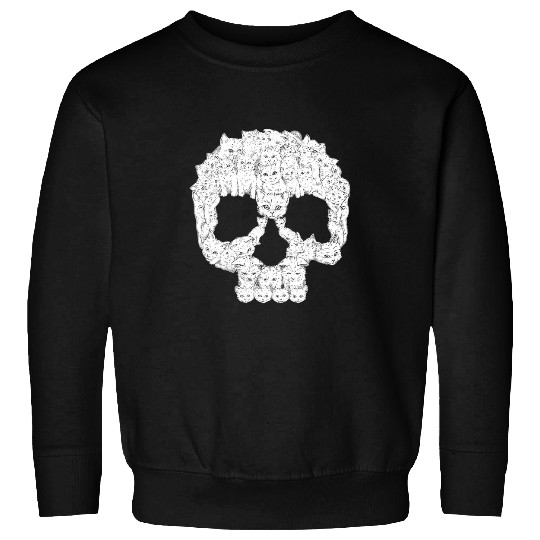 Halloween Scary Cat Skull Kitty Skeletons Motorcycle Biker Sweatshirts