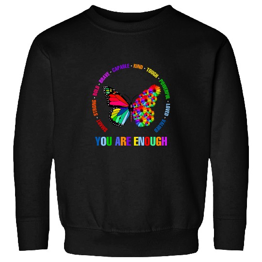 Colorful You Are Enough Daisy Butterfly Sweatshirts