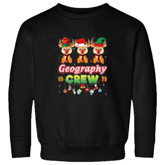Geography Crew Merry Christmas Reindeer Santa Elf Teacher Sweatshirts
