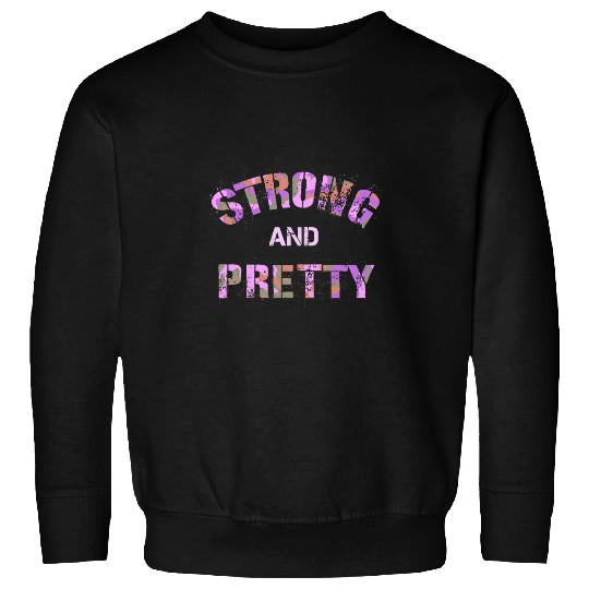 Gym Workout STRONG and PRETTY Health Trainer Camouflage Pink Sweatshirts