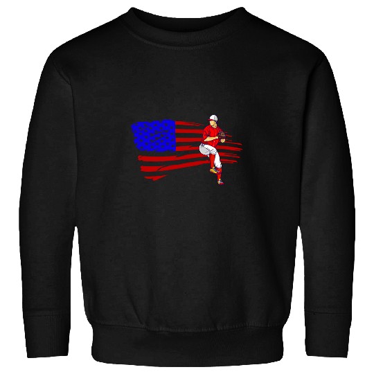 Baseball Pitcher American Flag USA Flag Baseball Sweatshirts