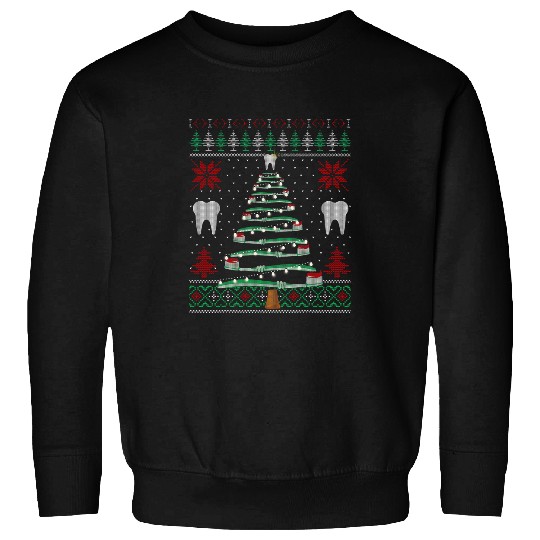 Dental Christmas Tooth Brush Christmas Tree Ugly Sweater Sweatshirts