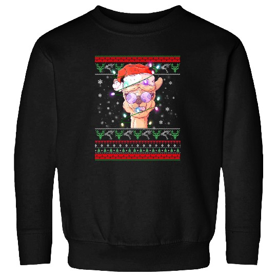 Llama Lover Christmas Llama Santa Hat Ugly xmass Tree Alpaca Gift Sweatshirts