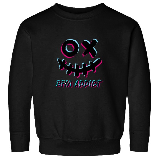 BPM Addict Trippy Glitch Smile Techno Acid House ART ON BACK Sweatshirts