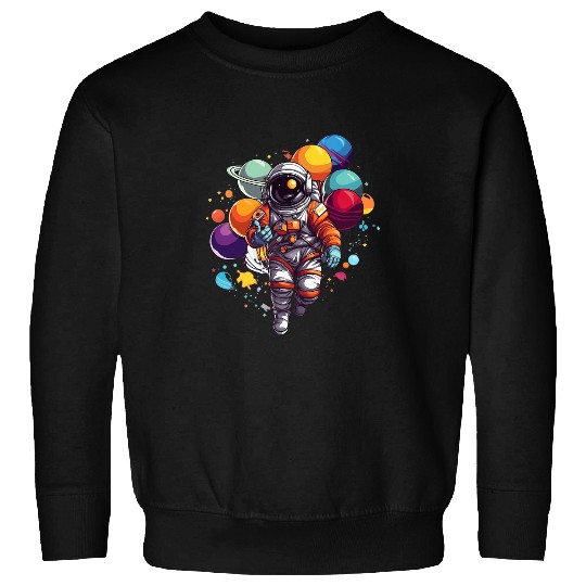 Astronaut with Planet Balloons Sweatshirts