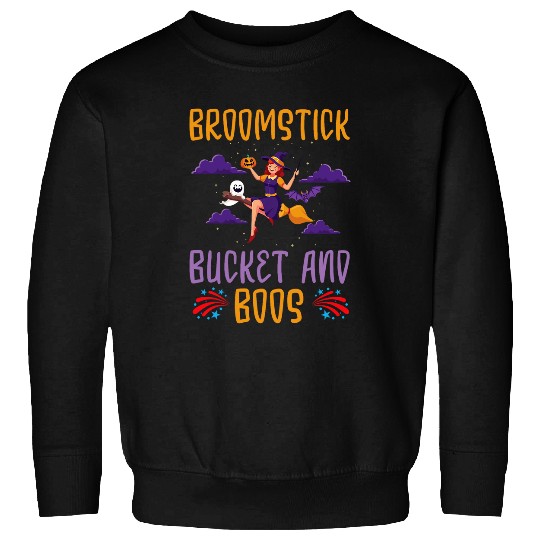 Broomstick Bucket and Boos School Janitor Halloween Sweatshirts