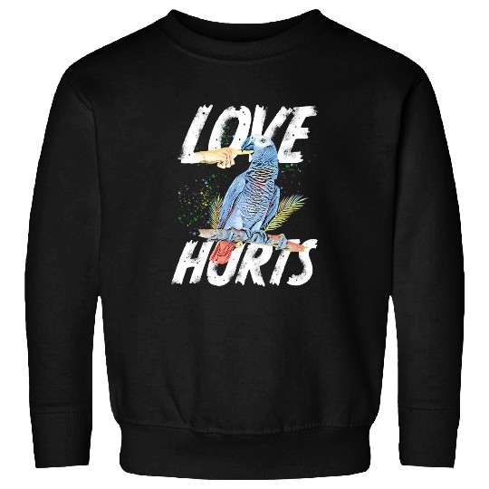 Love Hurts African Grey Parrot Biting Funny Sweatshirts