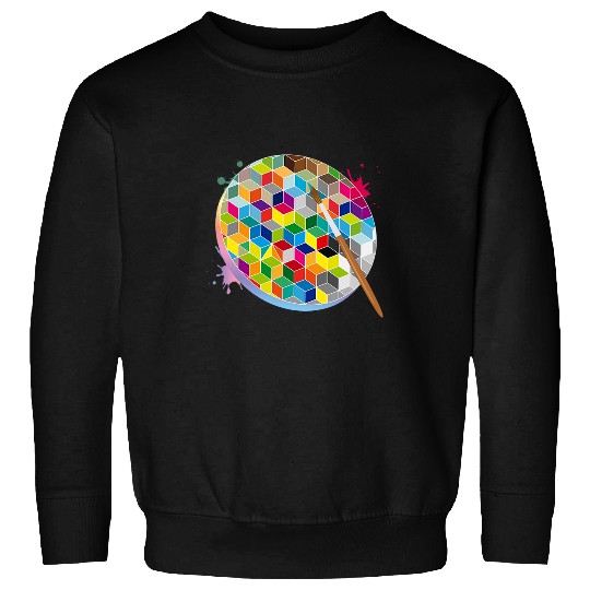Geometric colours artist palette with brush Sweatshirts