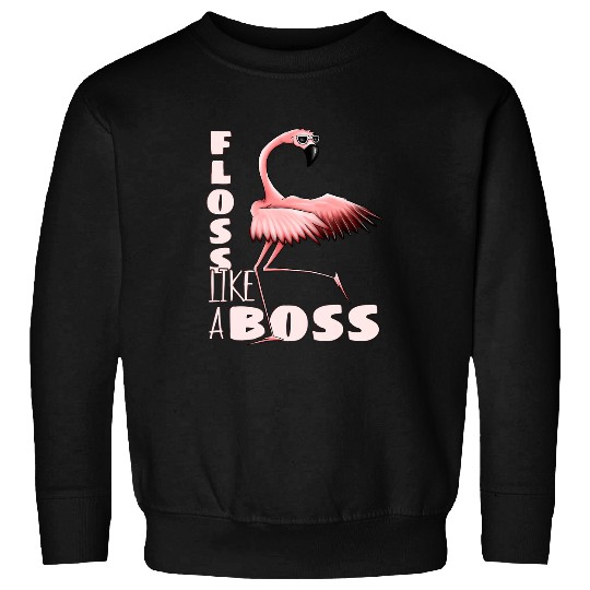 Floss Like A Boss Pink Dancing Flamingo Flossing Sweatshirts
