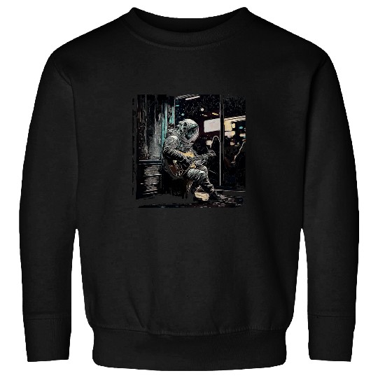 Astronaut Cowboy Guitar Musician Nashville Cool Graphic Art Sweatshirts