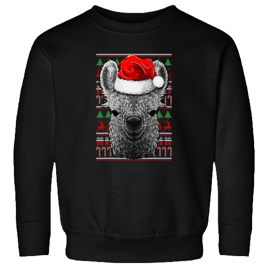 Llama Lover Christmas Llama Santa Hat Cute Animal Ugly Xmas Sweatshirts
