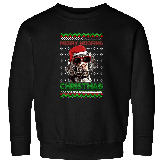 English Setter Dog Funny Merry Woofing Christmas Sweatshirts