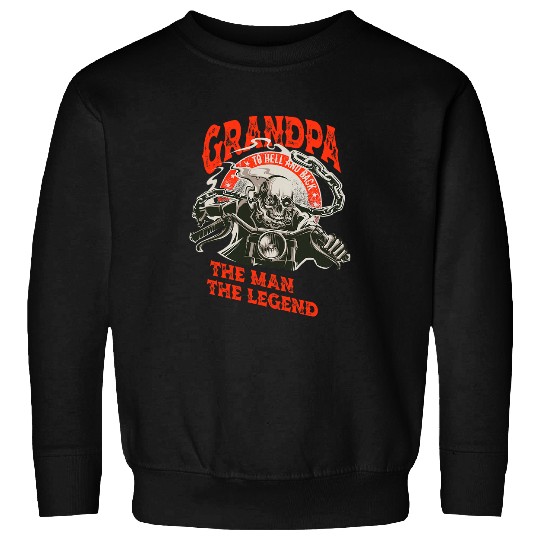 Grandpa Biker Motorcycle Rider The Man The Legend Skull Sweatshirts
