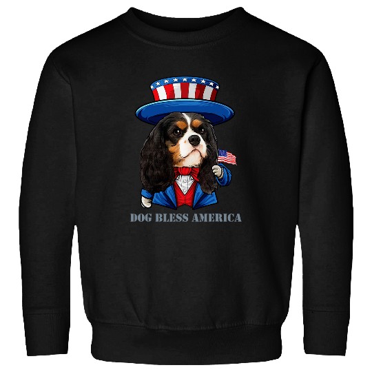 Funny Cavalier King Charles Spaniel Dog 4th of July America 1 Sweatshirts