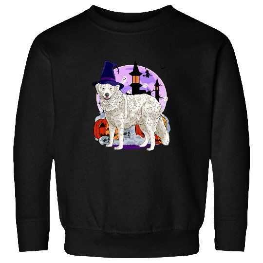 Kuvasz Dog Cute Halloween Witch Pumpkin Sweatshirts