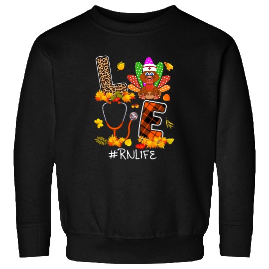 Love RN Life Stethoscope Nursing nurses Turkey Plaid Leopard Sweatshirts