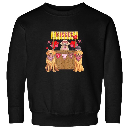 Golden Dog Kisses Booth Golden Retriever Valentines Day Sweatshirts