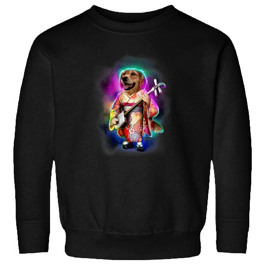 Golden Retriever Dog Play Violin in Galaxy Rainbow Space Sweatshirts