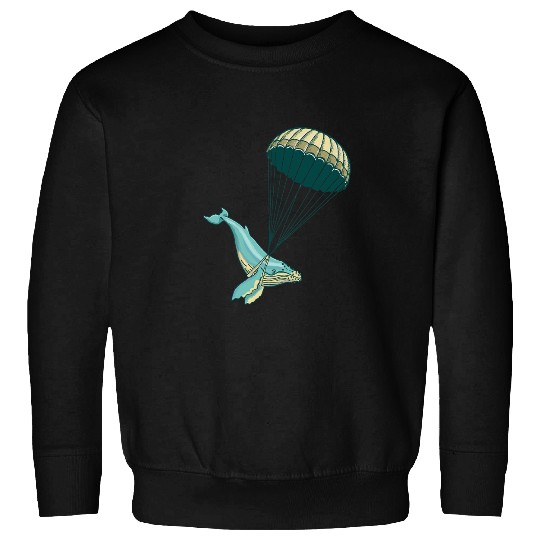 Blue Whale Parachute Illustration Sweatshirts