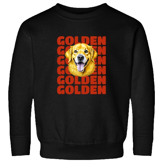 Golden Love Repeated Text Heartwarming Golden Retriever Sweatshirts