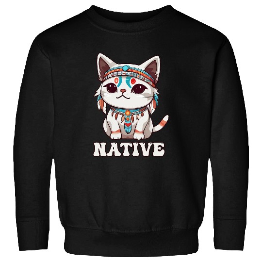Cute American Native Indian Kawaii Cat Woman Girl Sweatshirts