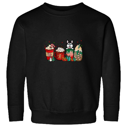 Christmas Husky Dog Coffee Cups xmass Winter Pet Dog Sweatshirts