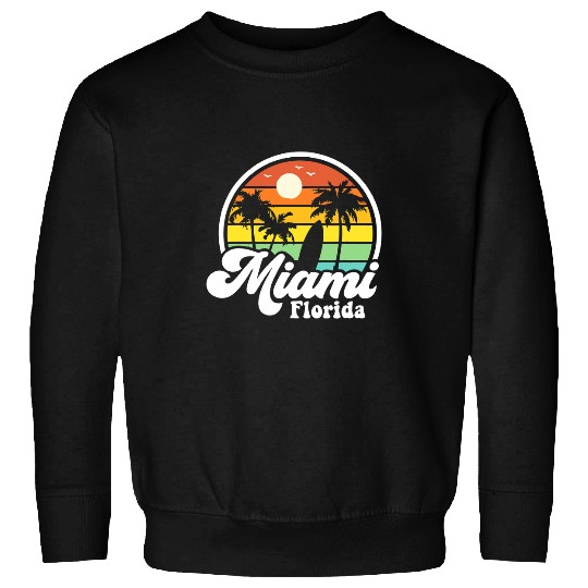 Surf Life Miami Florida Dreaming Beach Palm Summer Vacation Surfing Sweatshirts