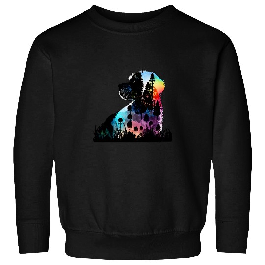 Colorful Wilderness Nature Portuguese Water Dog Reflection Sweatshirts