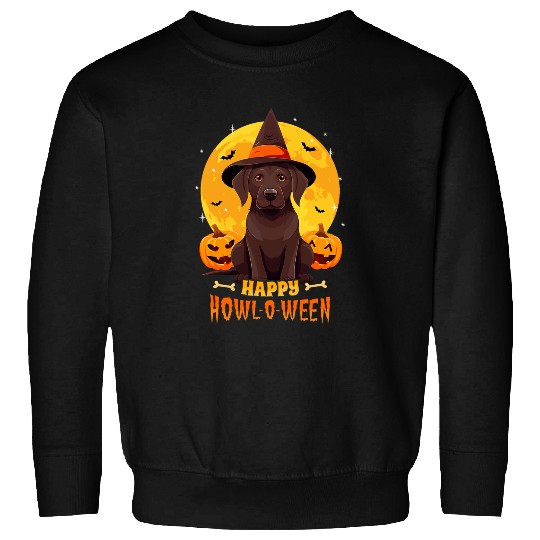 Chocolate Labrador Halloween Dog Howl O Ween Funny Pet Sweatshirts