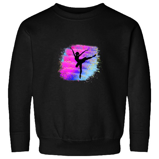 Girls Rainbow Ballet Dancer Ballerina Rainbow Design Pointe Sweatshirts