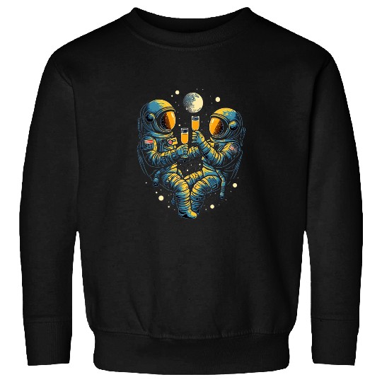 Astronauts Drinking Beer in Space Funny Space Man Outerspace Sweatshirts
