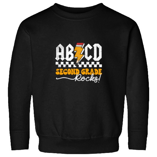 AB CD Second Grade Rocks 2nd Grader Teacher Boys Girls Kids Sweatshirts