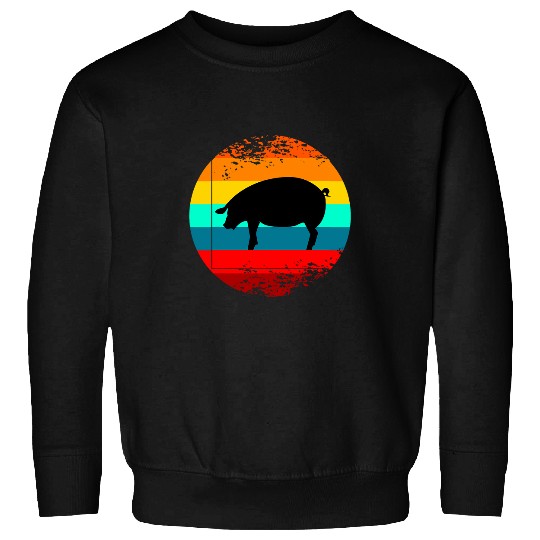 Retro Farm Animal Graphic With A vintages Pig Sweatshirts