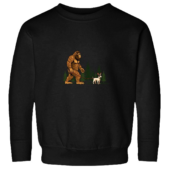 Funny Toy Fox Terrier bigfoots Dog Walking Dog Mom Dad Kids Sweatshirts