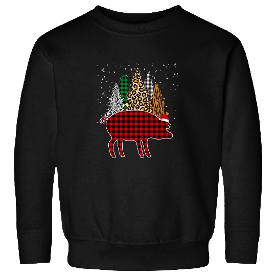 red buffalo plaids pig tree leopard animal christmas pajamas Sweatshirts