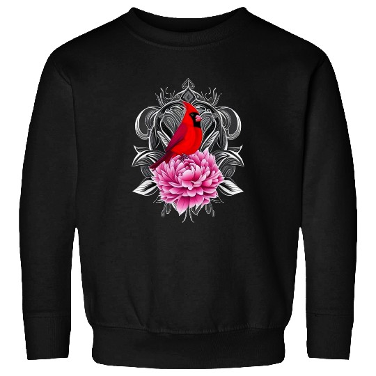 Cardinal Bird With Peony Color indianas State Tattoo Art Sweatshirts