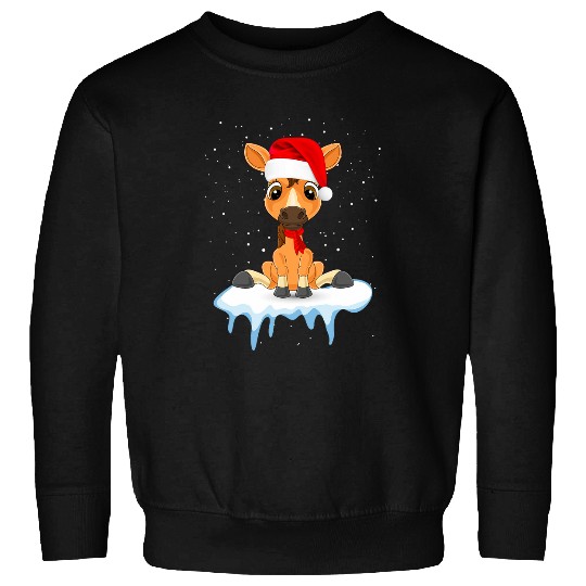 Funny Shetland pony Christmas Santa Hat Snow DesignShetland Sweatshirts