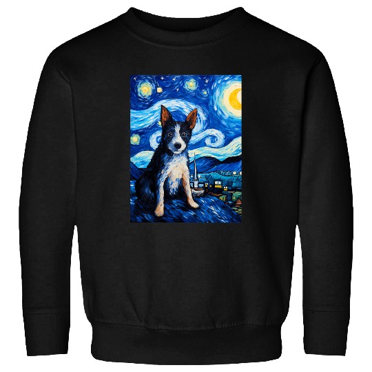 Blue Heeler Dog Starry Night Vincent van Gogh Australian Sweatshirts