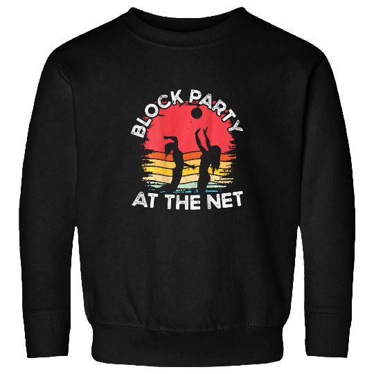 Block Party At The Net Backprint Volleyball Coach Sweatshirts