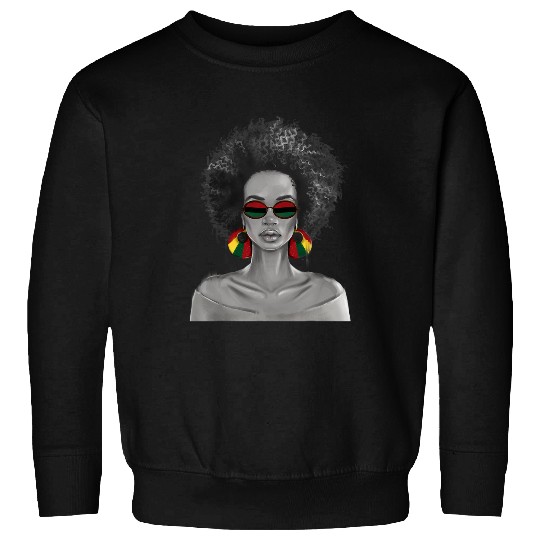 Black Queen Face Art Juneteenth Afro Woman Afrocentric Pride Sweatshirts