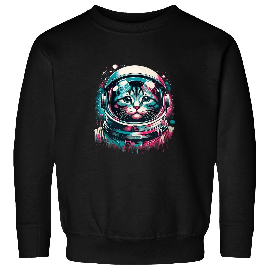 Funny Space Cat Mom Cat Dad Men Women Kids Astronaut Space Sweatshirts