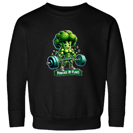 Gym Workout Weightlifter Bodybuilder Powered By Plants Vegan Sweatshirts