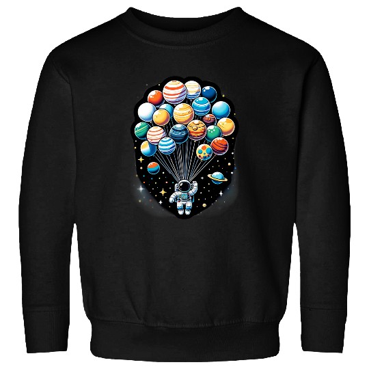 Astronaut Holding Planet Balloons Space Moon Mars Planets 6 Sweatshirts