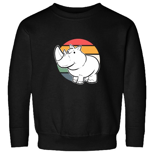 Retro Colorful Art Cute Rhino Rhinoceros Kids Sweatshirts