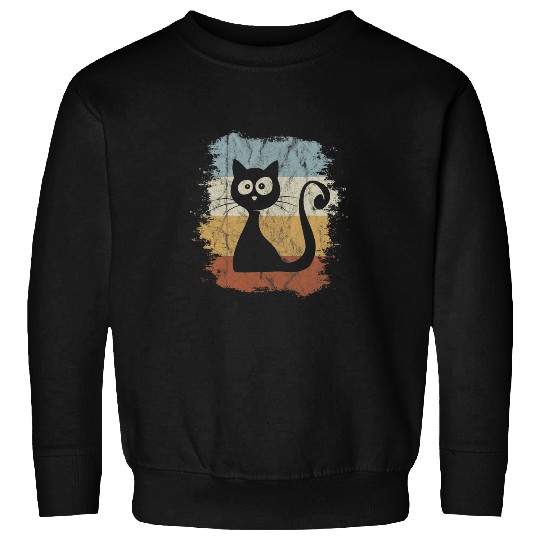 Funky vintages Retro Cartoon Cat Silhouette Sweatshirts