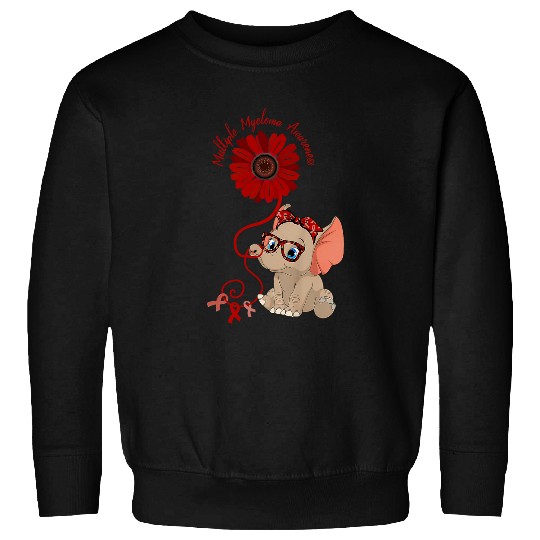 Elephant Multiple Myeloma Awareness Burgundy Ribbon Glasses Sweatshirts